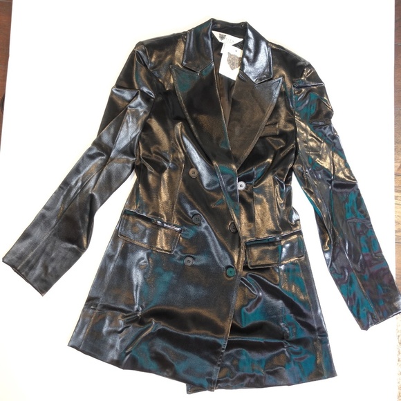 Lita By Ciara Jacket Coat Black Shiny Size M Viscose Blend $498 - Picture 7 of 13